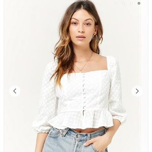 Eyelet Square-neck top